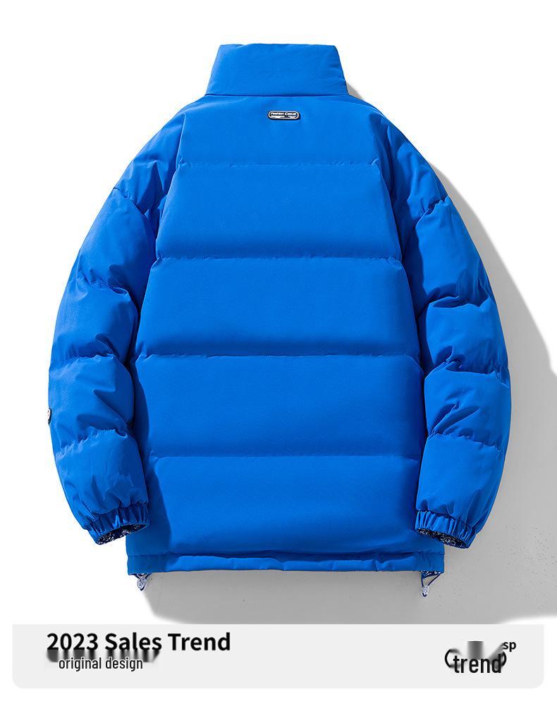 Men's Trendy Thickened Cotton Jacket - Autumn/Winter Stand-Up Collar Warm Short Coat