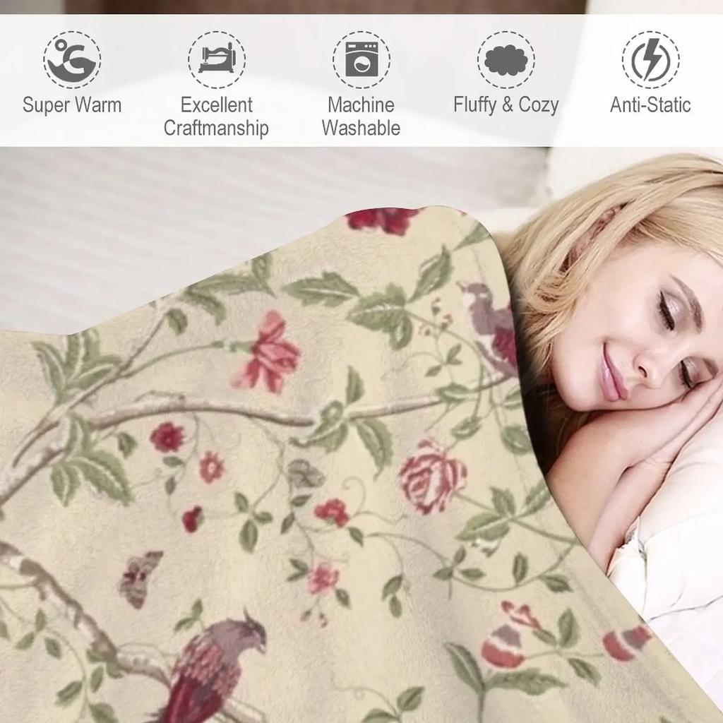 Laura Ashley Flowers Brids Throw Blanket Heavy Luxury St Thermal Blankets
