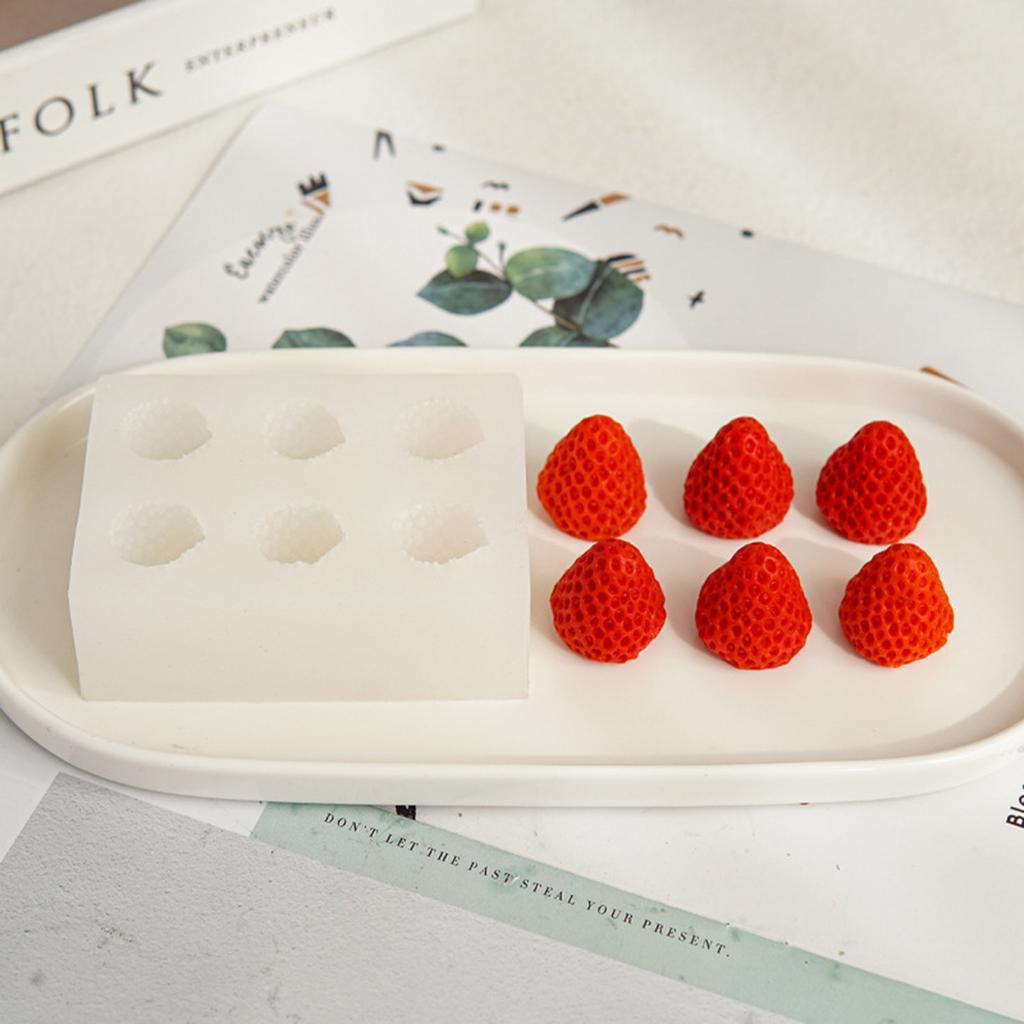 3D Christmas Strawberry Candle Mold DIY Aromatherapy Handmade Soy Wax Mould Kitchen Tools Cake Soap Silicone Mold Scented Candle