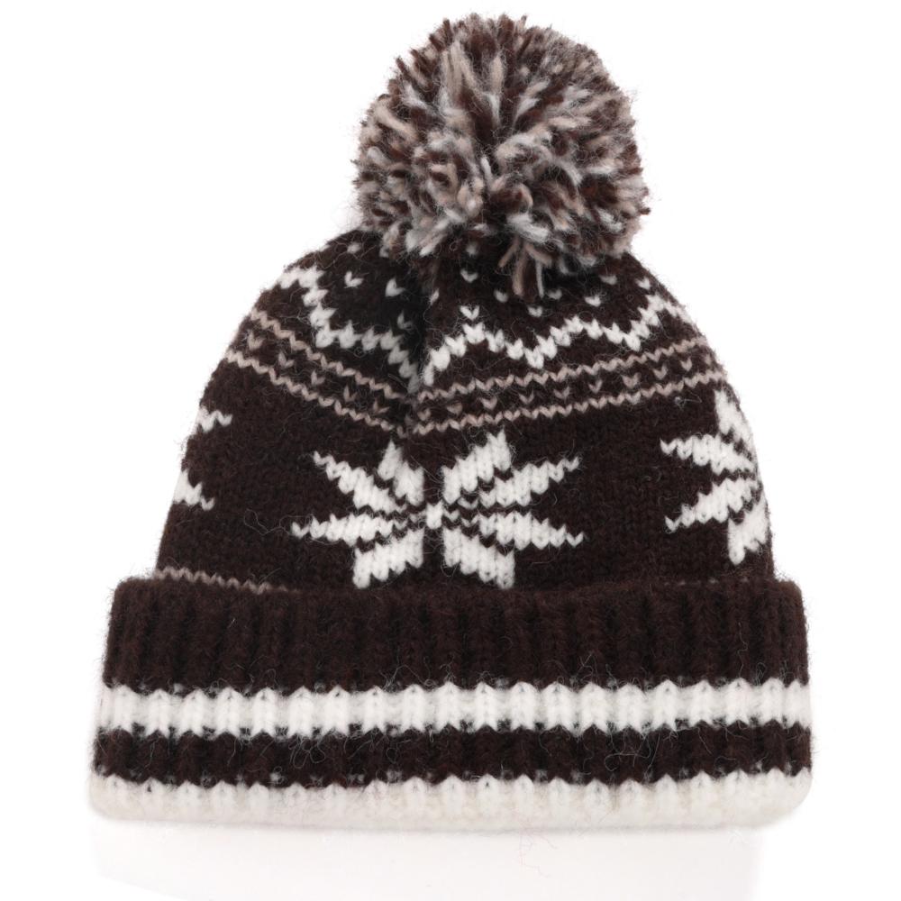 New Style Classic Snow Flake Jacquard Winter Hats Winter Warm Pompoms Beanie For Women Solid Color Winter Knitted Hat