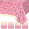 3Pcs Sprinkle Donut Tablecloth, Pink Ice Cream Table Cloth Disposable Plastic Rectangle Table Covers for Baby Girl Sweet One Birthday Donut Grow Up