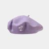 Cappello in lana da donna berretto retrò britannico con ricamo di cocco berretto alla moda viso piccolo moda semplice cappello da pittore all'ingrosso
