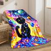 Galaxy Black Cat Blanket bedroom Blanket for Livingroom Couch lunch break Soft throw for Friend's festival Gift
