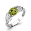 1,11 Karat Runder Peridot 925er Sterlingsilber Solitär Braut Rankenblatt Damenring
