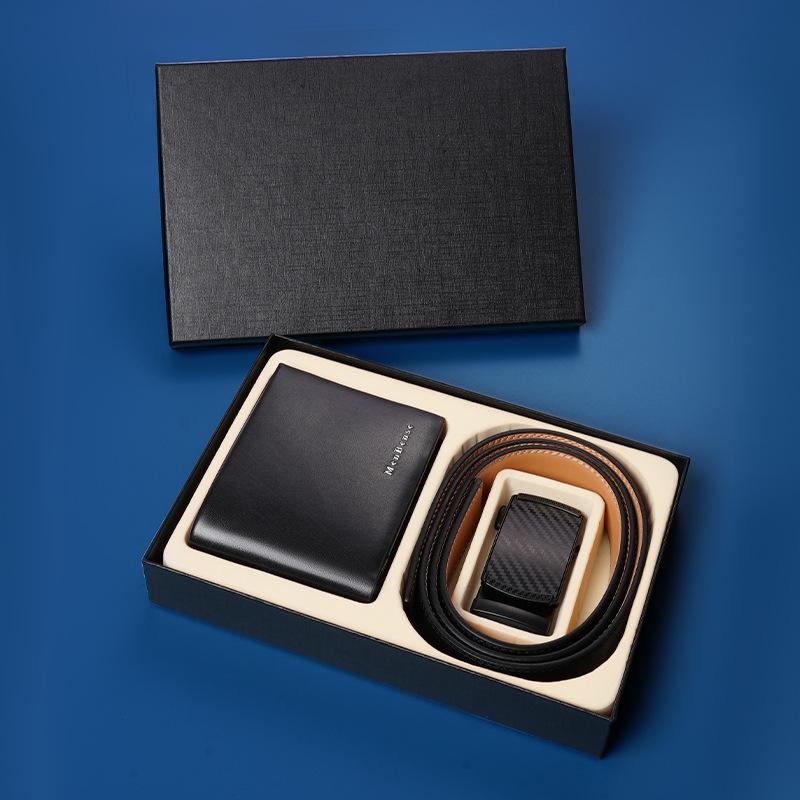 Men's Belt Wallet Combination Set Automatic Buckle Trousers Belt Wallet High End Business Gift Box