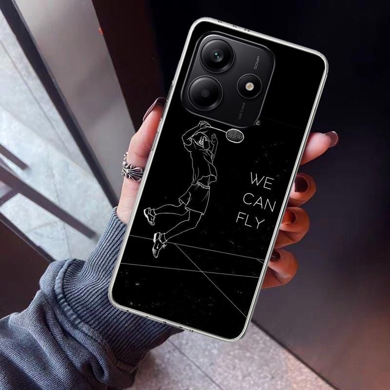 Badminton Sport Phone Case For Xiaomi Redmi Note 15 14 14S 13 12S 12 Pro Plus 11S 11 10S 10 4G Cover 11E 11T 5G Print Fundas Red