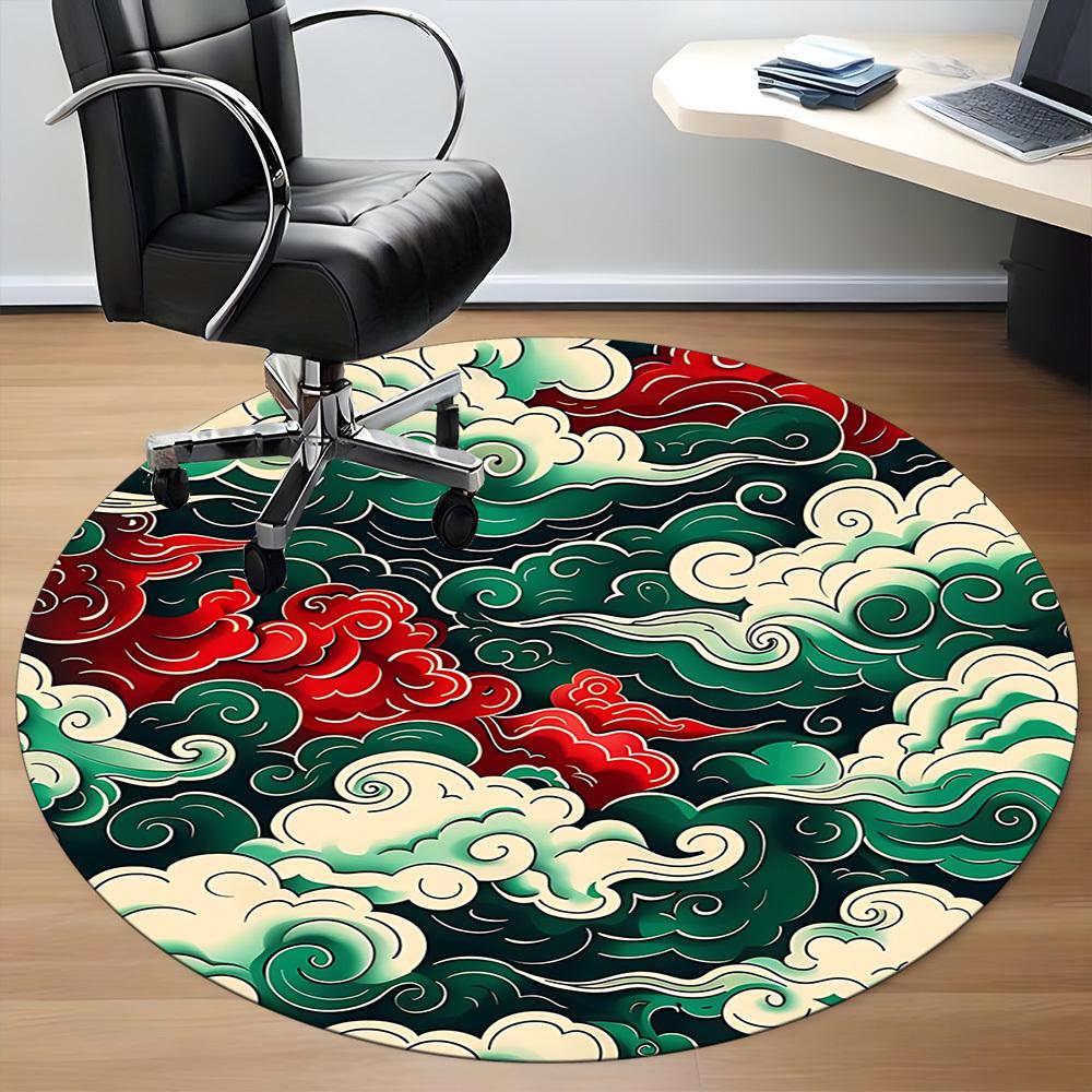 1PC Clouds, Traditional Pattern Office Round Rug, Non slip, Soft and Durable Office Rug for Interior Decoration, Perfect for Office