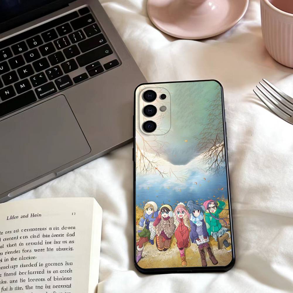 Anime Y-Yuru C-Camp  Phone Case For Samsung S25,24,23,22,30,21,10,9,Ultra,Plus,Lite,FE,4,5 G Soft Black Case