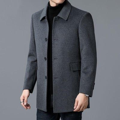 Luxury Men's Korean-Style Mid-Length Double-Sided Wool Trench Coat with Winter Lapel
