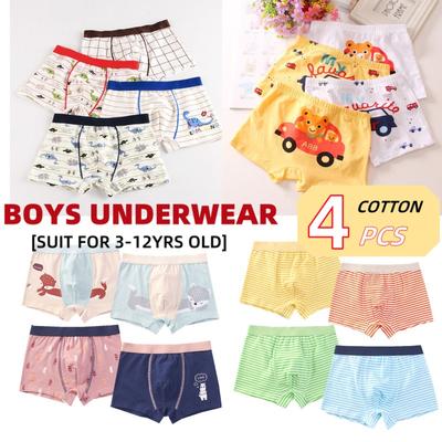 4Pc/lot Children's Cute Cartoon Boxers Boys Pure Cotton Soft Colorful Underpants Underwear Boxer