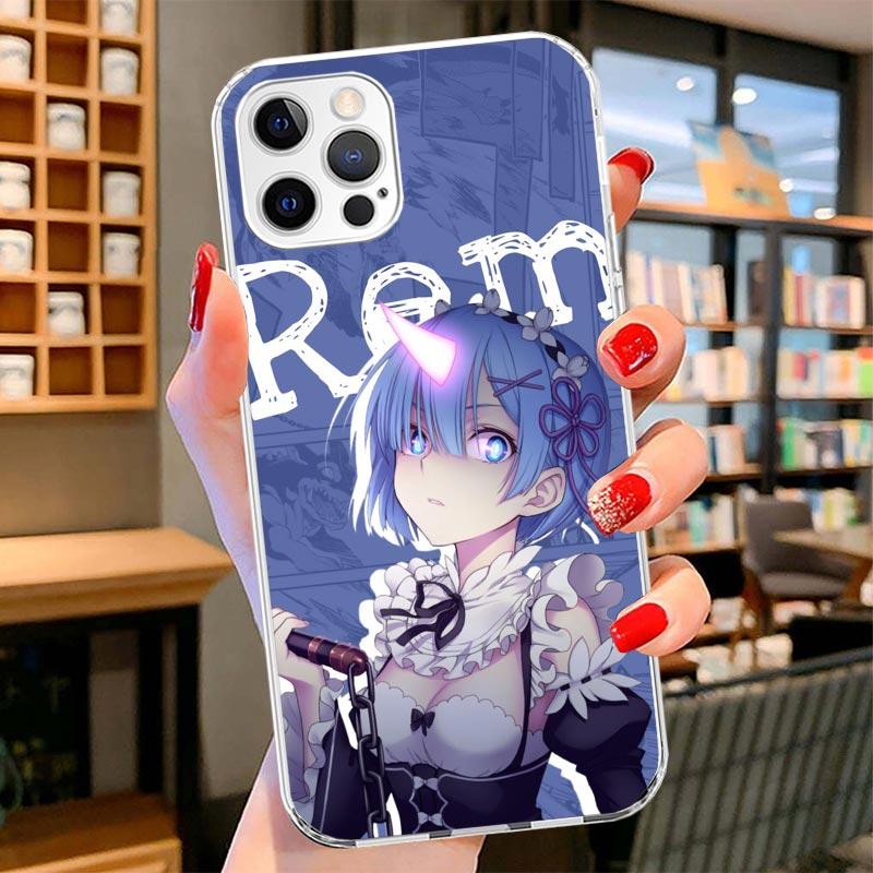 R-Rem Re Zero Anime Cover Phone Case For iPhone 16 17 Air 15 14 Pro Max 16E Phone Case 13 Mini 12 11 7 SE 8 Print Pattern Fit Ca