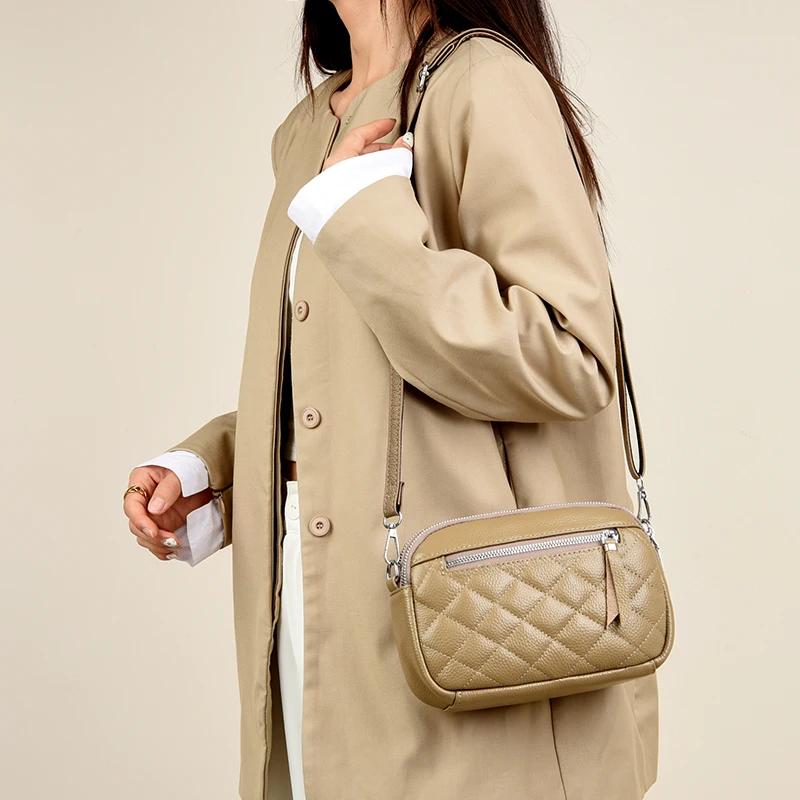 

100% Genuine Leather Crossbody Bag Luxury Cow Leather For Women Handbags Female Shoulder Messenger Bags Daily Purse 22CM 7CM 15CM