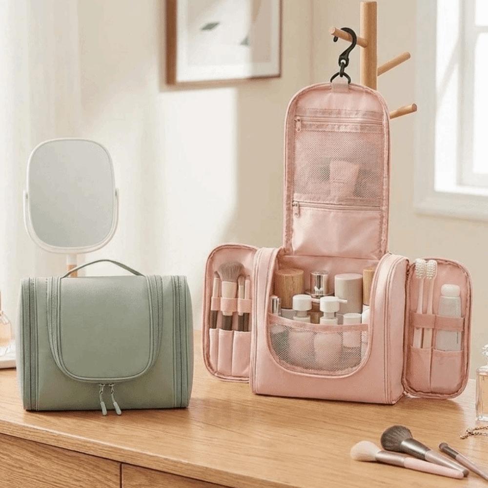 Portable Nylon Hanging Toiletry Bag Large Capacity Waterproof Cosmetic Bag Three Zipper Dust-proof Make Up Bags Travel