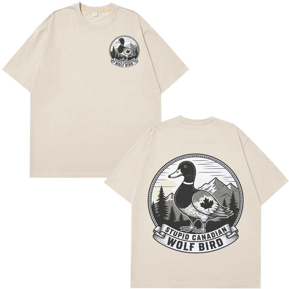 Stupido Lupo Uccello Canadese Divertente Meme Maglietta Uomo Donna Casual Cotone Oversize T-shirt Estiva Larga Vintage T-shirt Streetwear