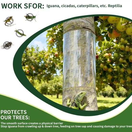 Iguana Tree Wrap Transparent Tree Trunk Protector Reusable Smooth Barrier Prevents Iguanas Climbing for Tree Trunks