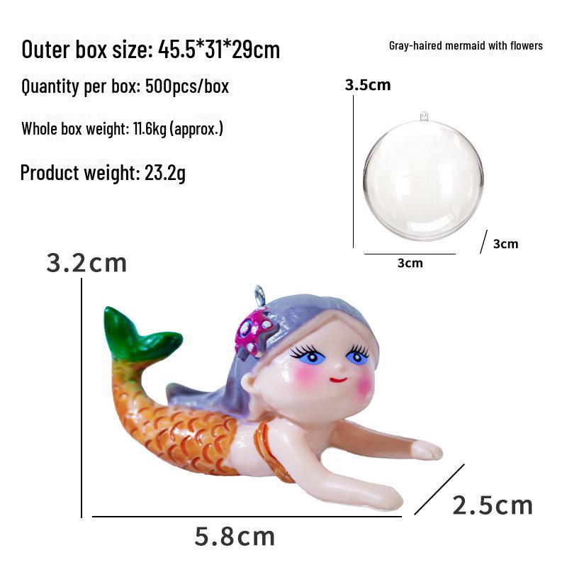 Kreativ Flytende Havfrue Mikrolandskapsornament - Tegneserie Havprinsesse Dekorasjon for Akvarier