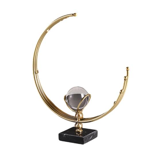 Geometric Iron Frame with Faux Crystal Ball Modern Geometric Tabletop Ornament for Living Room Dining Room Office Table Centerpiece