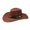 Floral Embroidered Bull Head Rivets Cowgirl Hat Women Retro Wide Brim Western Caps Party Travel Fashion PU Leather Panama Hats