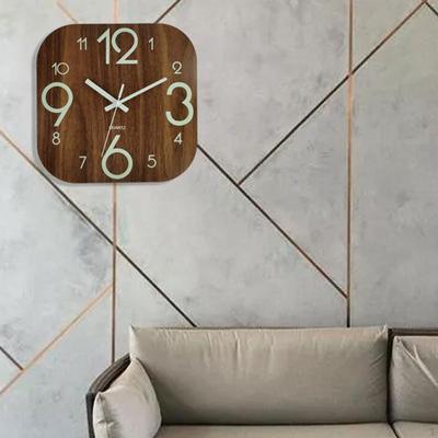 Clock ,30cm Wood Luminous , Decoration Night Light for School Kitchen Bedroom Living Room And Home