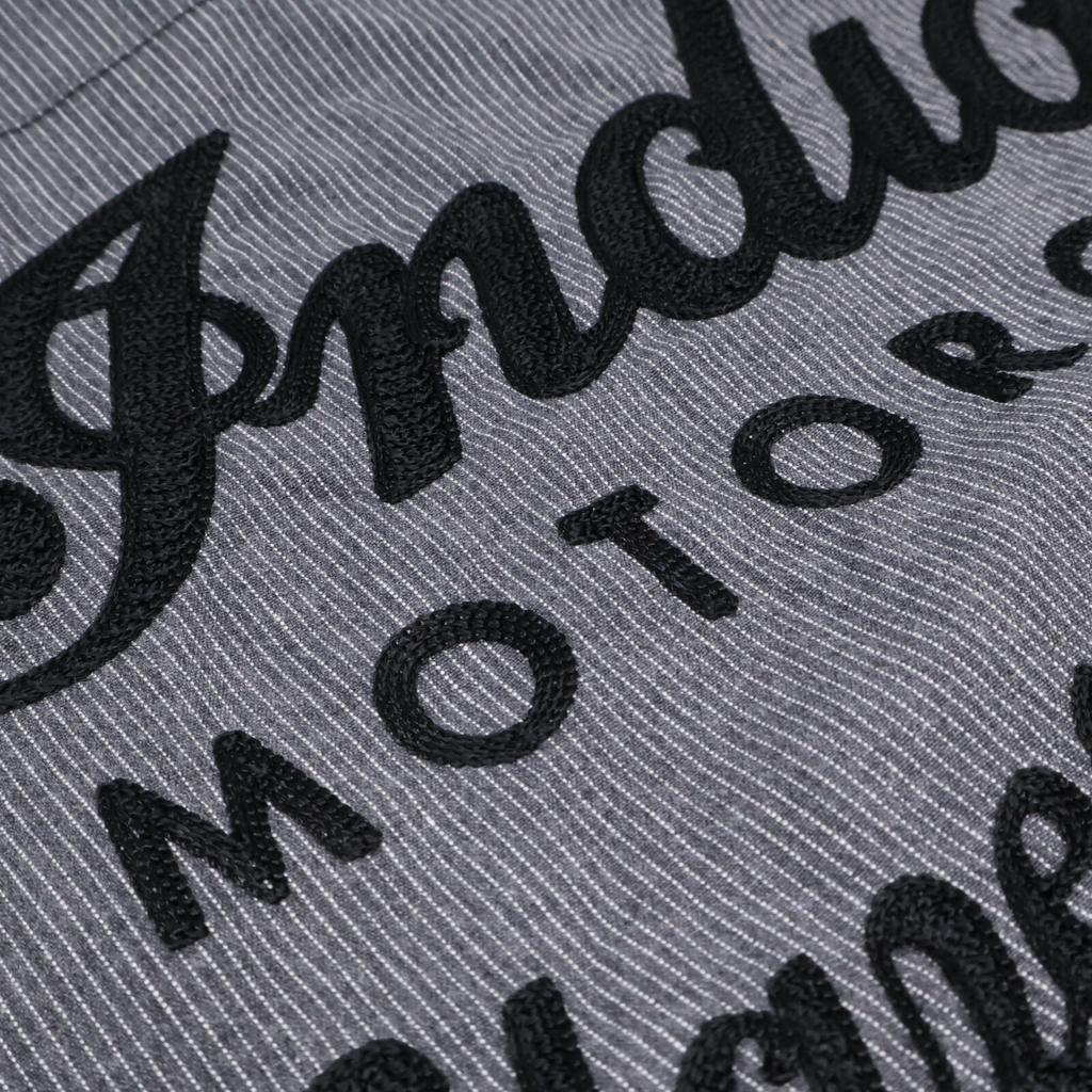 Indian Motorcycle Grey Cotton IM27052 Pinstripe Embroidered Shirt Tops L Gray stripesUsed