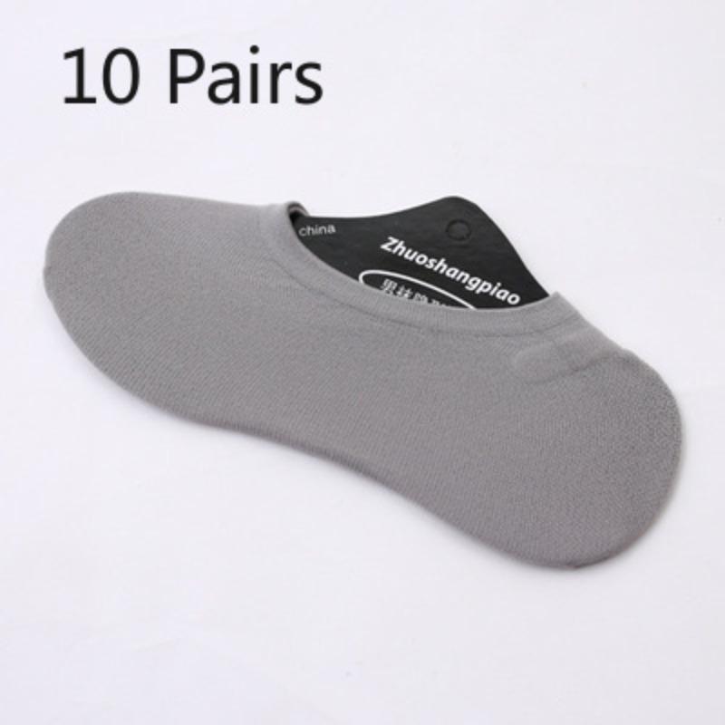 

10 пар летних мужских сетчатых носков, шелковых носков, бархатных носков-лодочек, коротких носков, нейлоновых, силиконовых, противоскользящих, невидимых носков-лодочек, волшебных носков 10 pairs серый