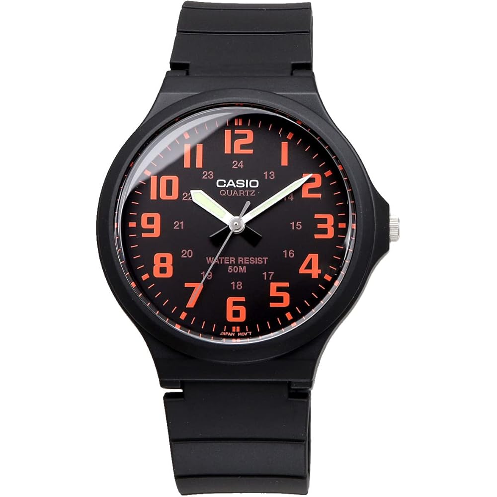 [Casio] Standard STANDARD Analog Quartz Watch MW-240-4BV, No Cosmetic Case, Men's, Black x Orange...