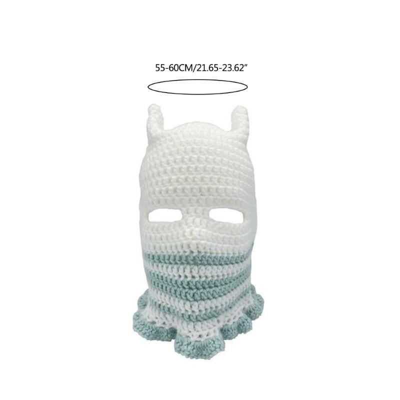 Knit Full Face Balaclava Hiking Scarves Devil Horn Balaclava Ski Halloween Hat