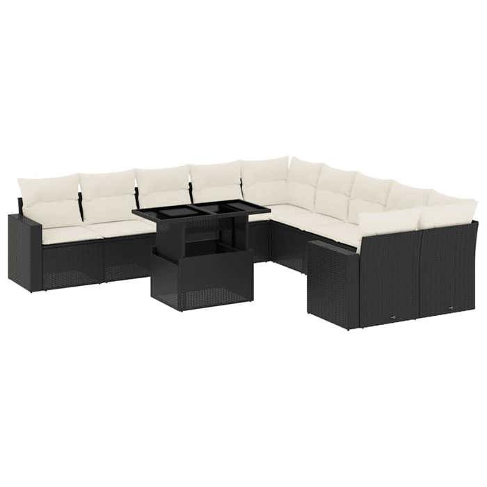VidaXL Salon de jardin 11 pcs avec coussins noir résine tressée 3267536