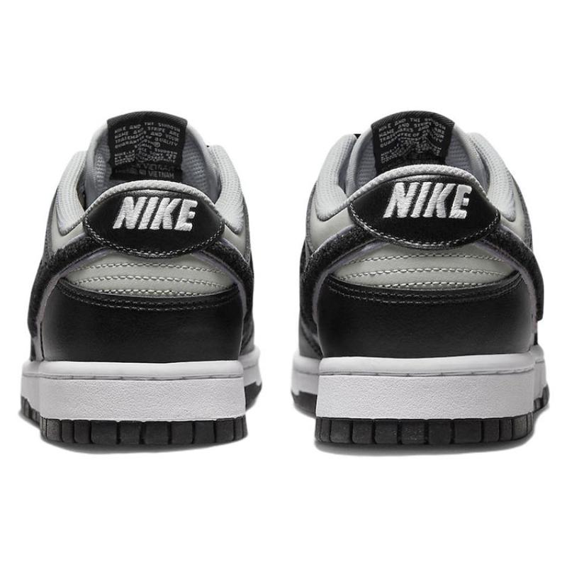 Nike Dunk retro "chenille swoosh" vintage low-top sneakers for men in black and grey