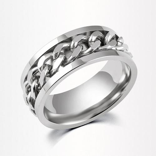 Smart Punk Chain Style Stainless Steel Band Ring Jewelry Couple Gift