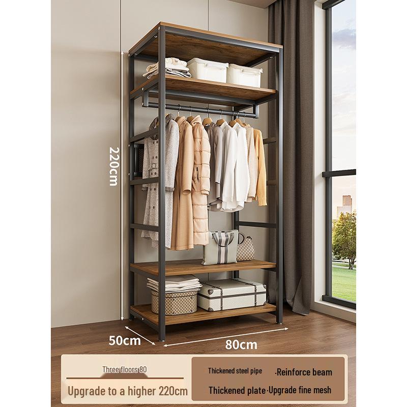 Metal Walk-In Wardrobe: Floor-Standing Clothes Rack, Open Garment and Hat Rack, Bedroom Shelf Assembly
