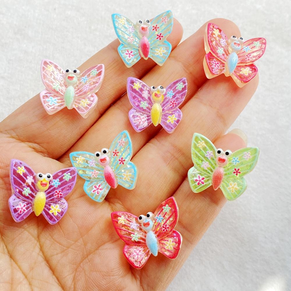 10pcs Cute Cartoon Butterfly Flat Back Resin Scrapbook Figurines DIY Home Decor Crafts
