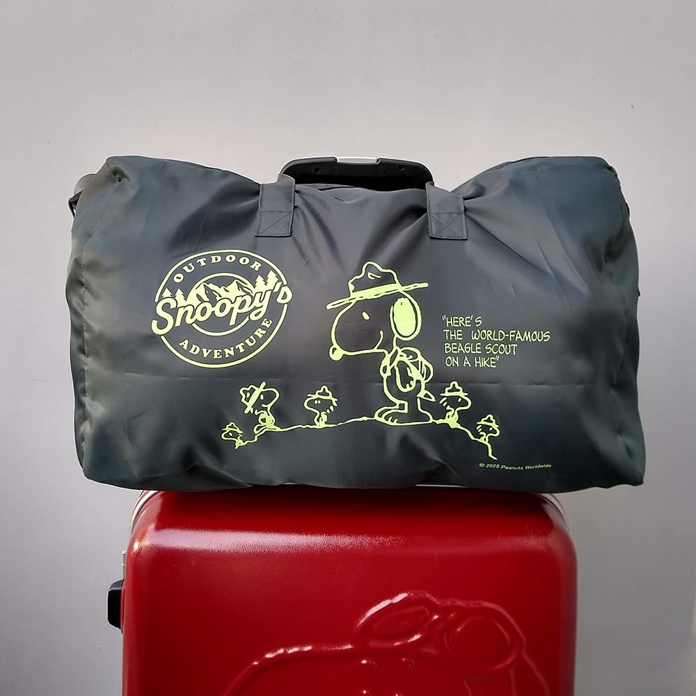Cute Snoopy Boston Large Capacity with Large Shoulder Strap and Mountain D Green Bag, (35 Liters), Foldable, Pouch,