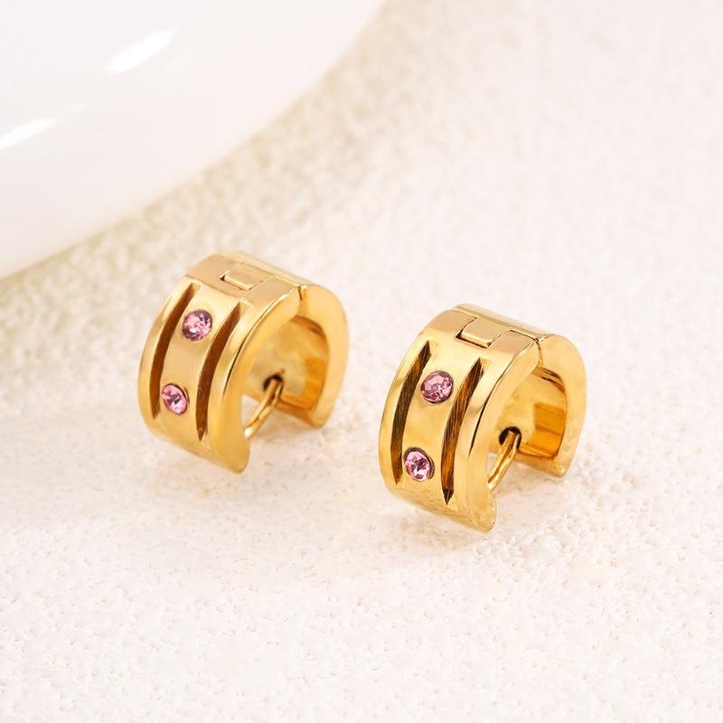 Titanstahl Ohrringe - Farbige Diamanten, Goldene Ohrringe für Damen - Leichter Luxus, Modisch, Nische, High-End Stil Ohrringe.