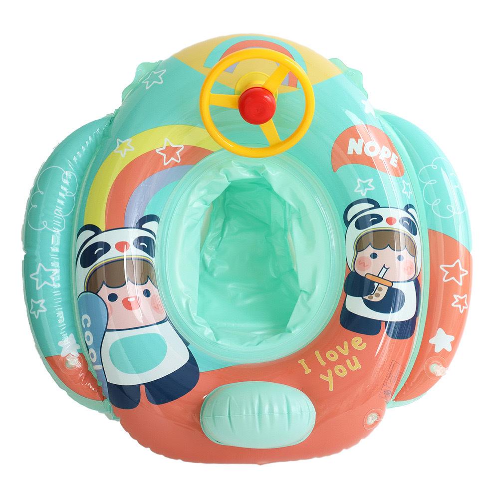 Children's Steering Wheel & Cartoon Seat Ring: Mermaid & Dinosaur Inflatable Swim Toys
