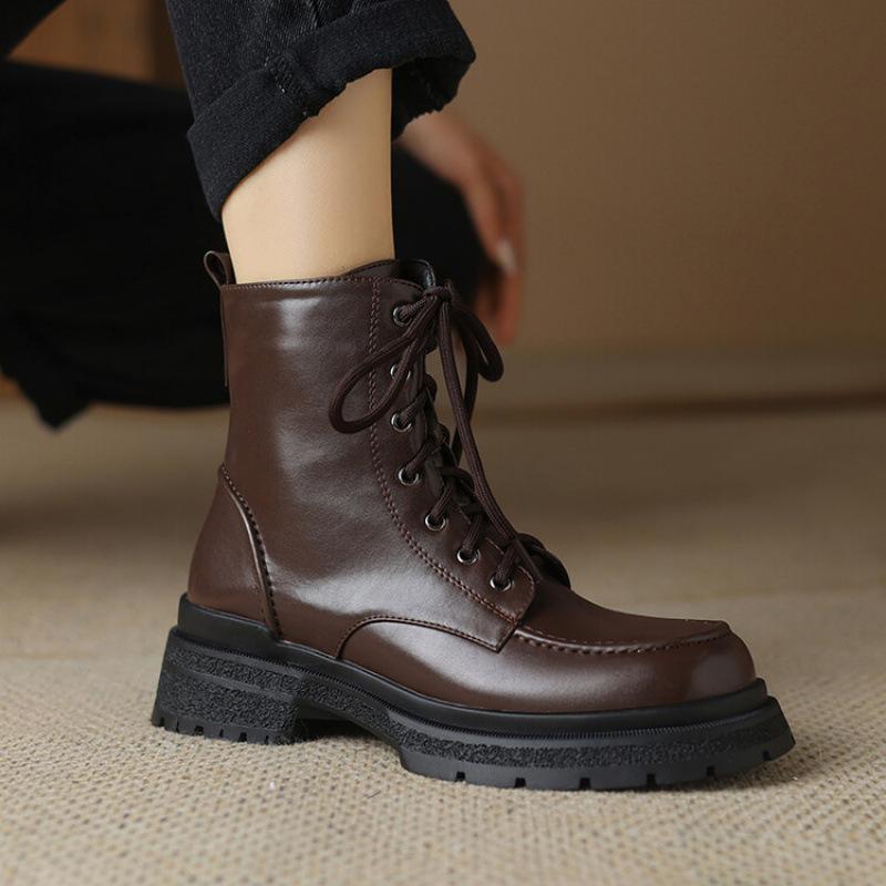 Autumn and Winter New Fashion Boots Women's Thick-soled Non-slip Side Zipper Large-size Women's Boots Korean Version Round Head Comfortable Mediu