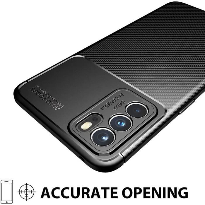 Schutzhülle - E.F.CONNECTION - OPPO Reno 6 - Stahloptik - Schwarz - Flexibel