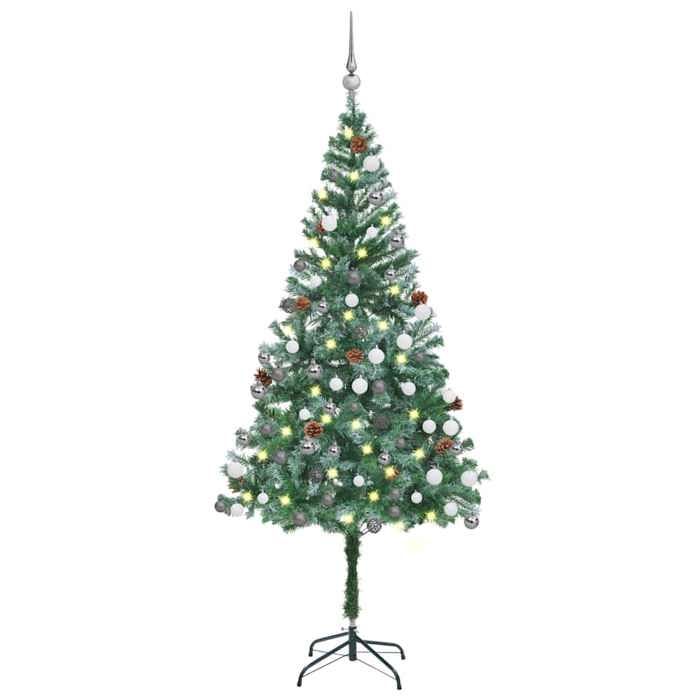 VidaXL Arbre de Noël Artificiel Pré-éclairé/Boules Pommes de Pin, Sapin de Noël avec LED, Décoration de Vacances, Ornement 3077700