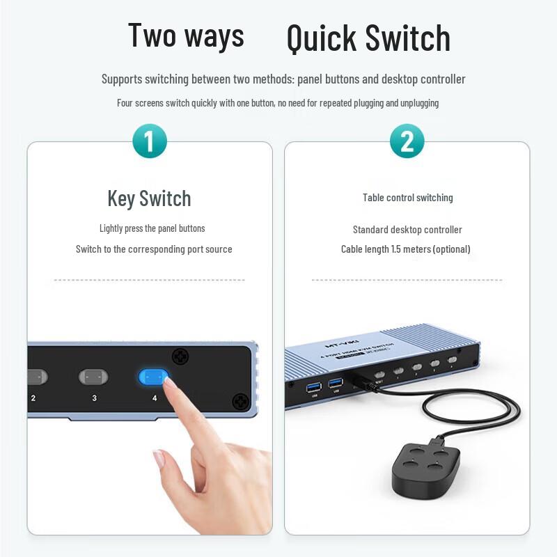 MT-viki MT-KH804 4-Port Manual HDMI KVM Switch