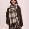 Tassel Plaid Wool Scarf Mohair Long Shawl Elegant Winter Cashmere Scarves  Girl