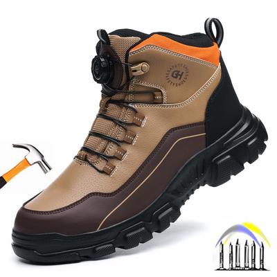 Rotating Button Safety Shoes with Steel Toe Cap Anti Smash Anti Puncture Winter Lightweight Safety Shoes Men Ankle Safety Boots