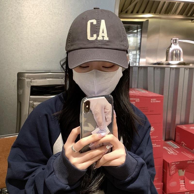 New Big Head Circumference CA Letter Soft Top Baseball Cap Female Couple Ins Face Small Sunshade Cap Male Summer