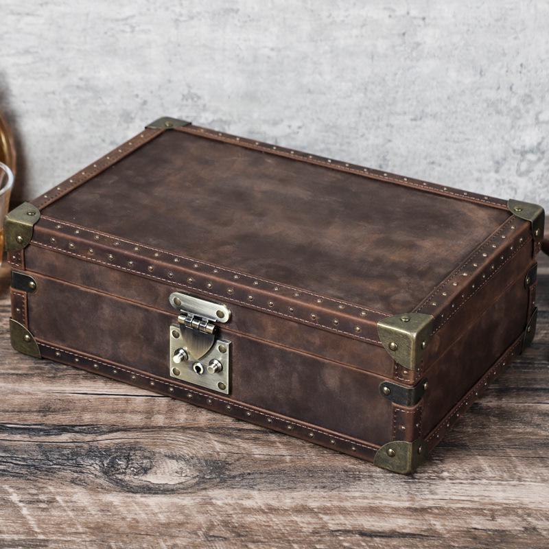 Vintage Crazy Horse Leather 8-Slot Watch Storage Box