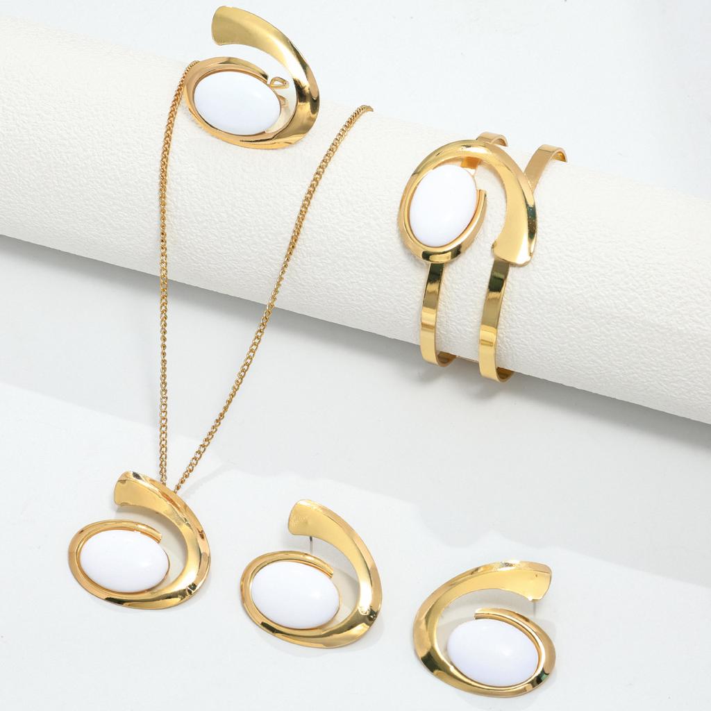 Bohemian spiral snail necklace, stud earrings, bracelet, ring, exaggerated set head