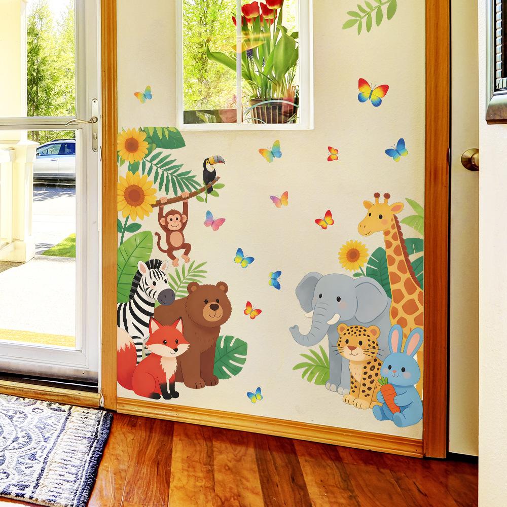 Painted Cartoon Jungle Animal Bedroom, Living Room, Entrance Hall, Home Interior Wall Beautification, Decorative Wall Stickers