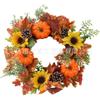 Harvest Wreath With Pumpkins Berries Vine Circle Halloween Thanksgiving Door Decor