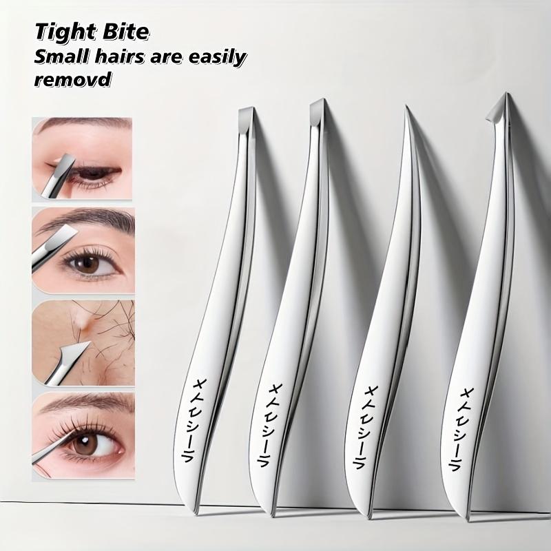 Xiaomi 4pcs Stainless Steel Tweezers Set for Sensitive Beige & Eyelid Facial Hair Removal - Professional Slant Tip Beauty Tools