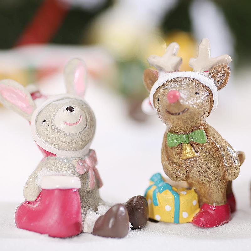 Sika Deer Christmas Desktop Resin Ornament – Cross-Border Micro Landscape Decor