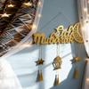 Islámský Ramadan Eid Mubarak Dřevěná Nástěnná Dekorace Zlatý Akrylový Měsíc Hvězda Lucerna Třásně Závěsné Ozdoby pro Muslimský Domov Večírek Dárek