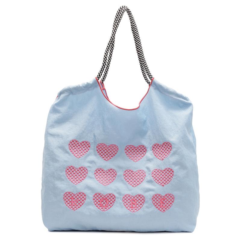 Bags Bags Women's 2025 New Japanese Cartoon Embroidery Thread Love Shoulder Bag Large Capacity Casual Versatile Commuter Bag